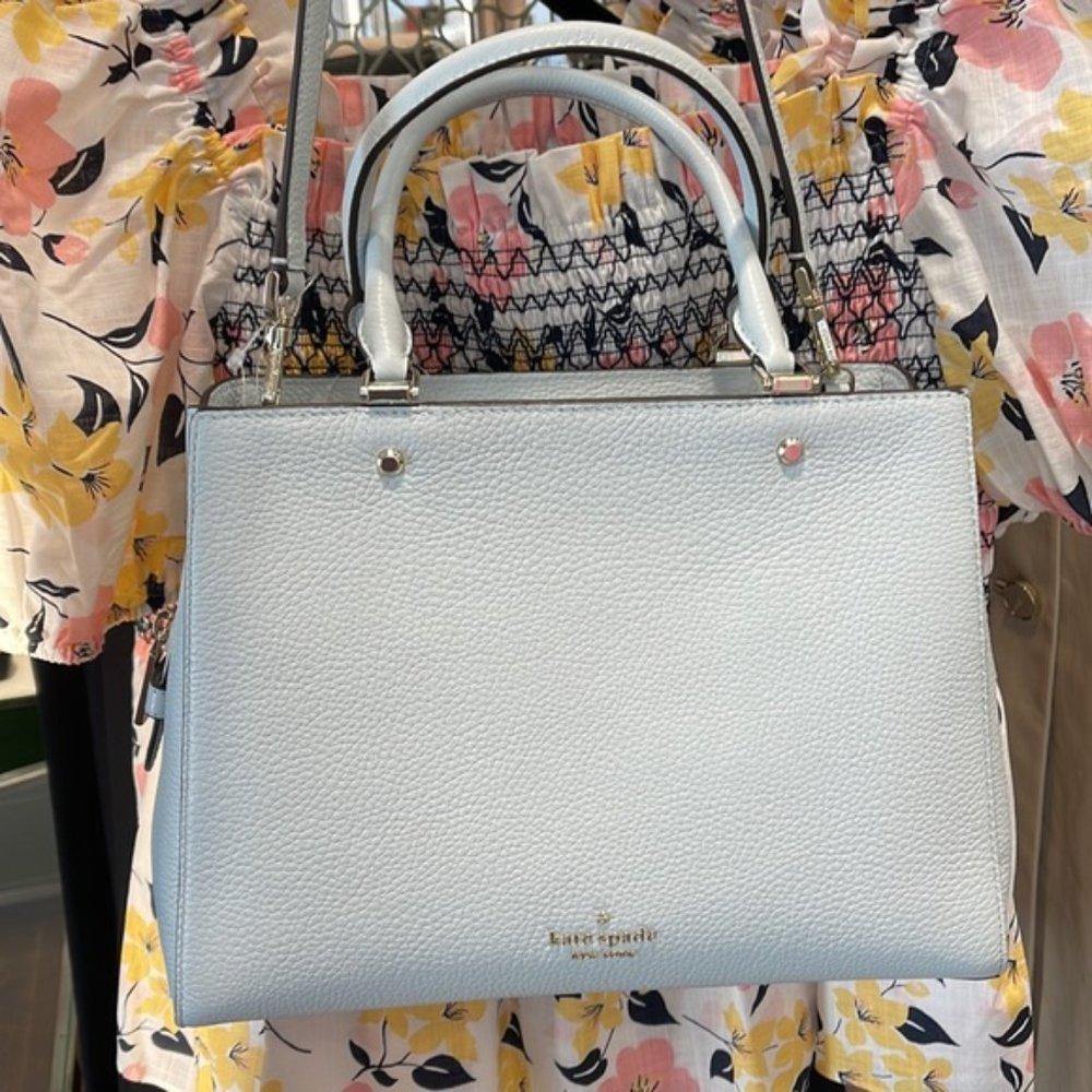 Kate Spade Leila Medium Triple Compartment Satchel Hazy Morning Color - Picture 9 of 16